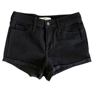 Hollister Black High-Rise Cuffed Denim Shorts